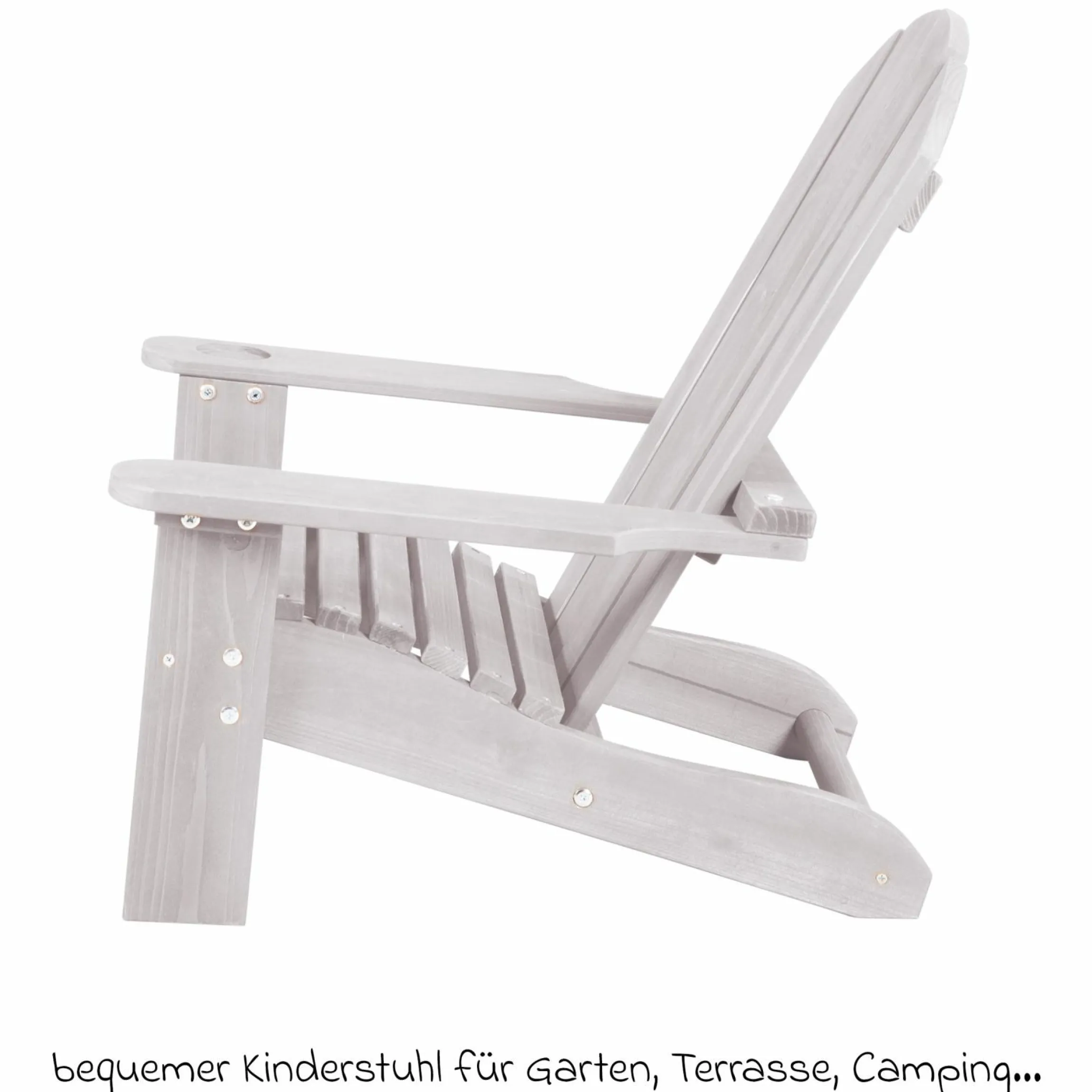 Outdoor Kinderstuhl Deck Chair mit Armlehne & Getränkehalterung - Grau