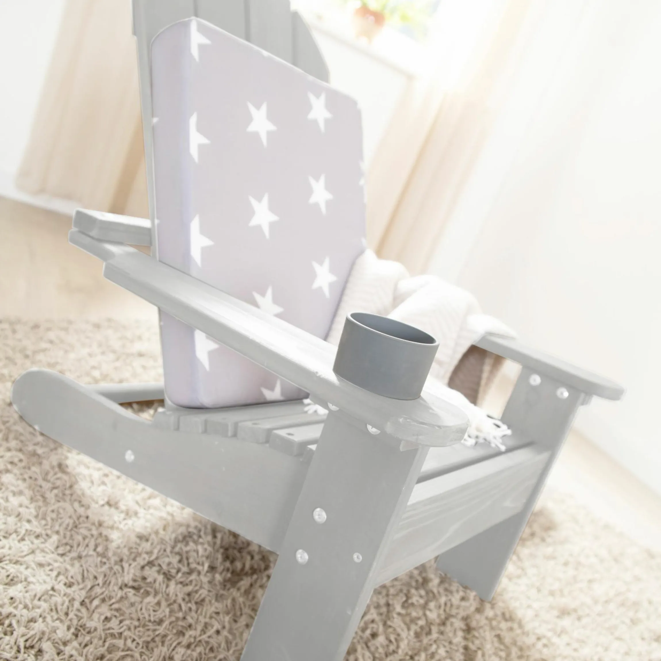 Outdoor Kinderstuhl Deck Chair mit Armlehne & Getränkehalterung - Grau