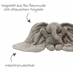 Plüschtier Magma aus Bio-Baumwolle mit Gewicht inkl. Leinsamensäckchen - Grey