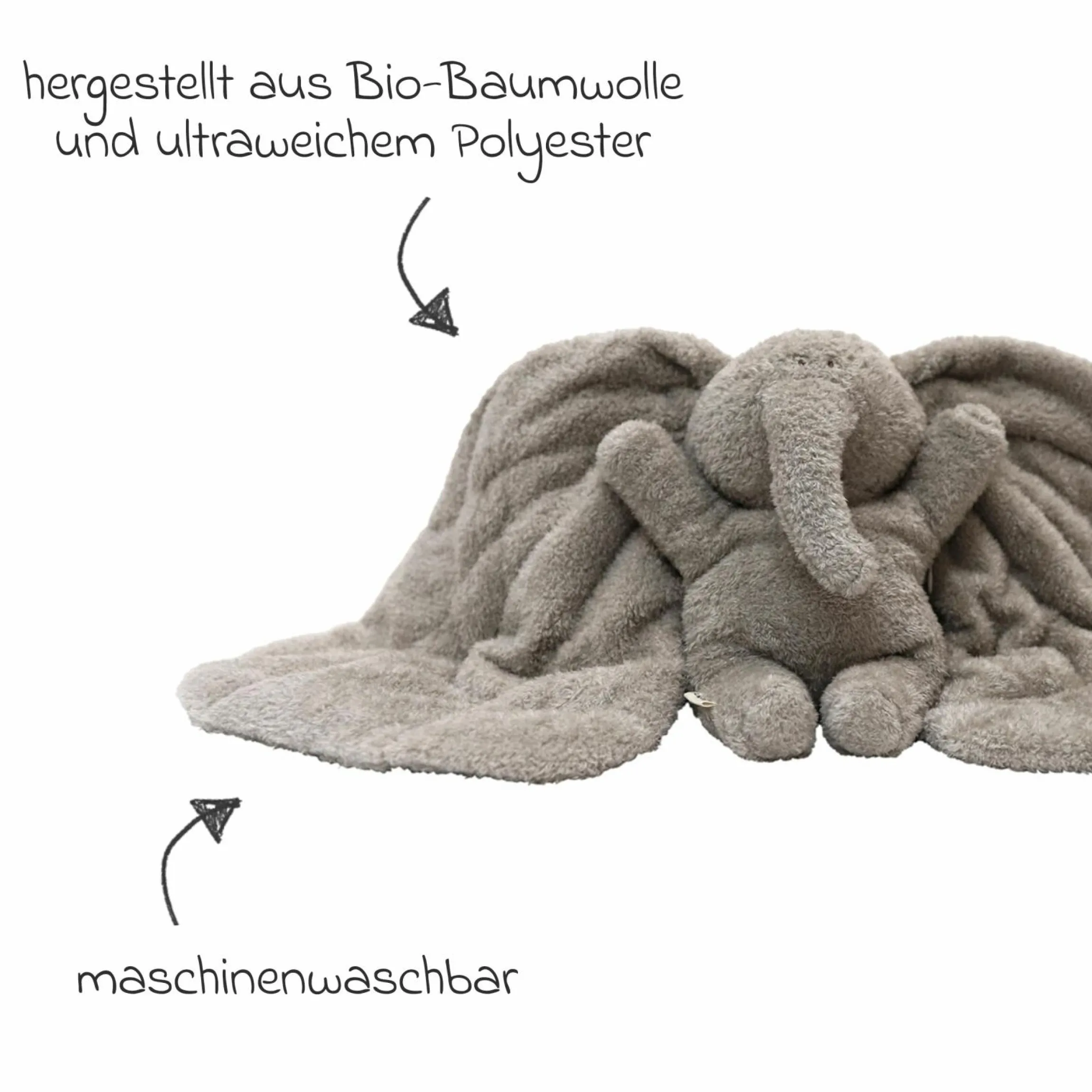 Plüschtier Magma aus Bio-Baumwolle mit Gewicht inkl. Leinsamensäckchen - Grey
