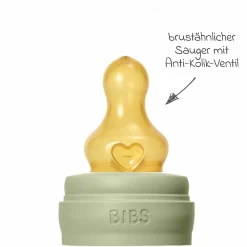 PP-Flasche Baby Bottle Round 150 ml + Latex Trinksauger langsamer Nahrungsfluss - Sage