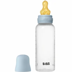 PP-Flasche Baby Bottle Round 270 ml + Latex Trinksauger mittlerer Nahrungsfluss - Baby Blue