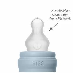 PP-Flasche Baby Bottle Round 150 ml + Silikon Trinksauger langsamer Nahrungsfluss - Baby Blue
