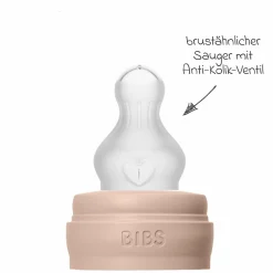 PP-Flasche Baby Bottle Round 270 ml + Silikon Trinksauger mittlerer Nahrungsfluss - Blush