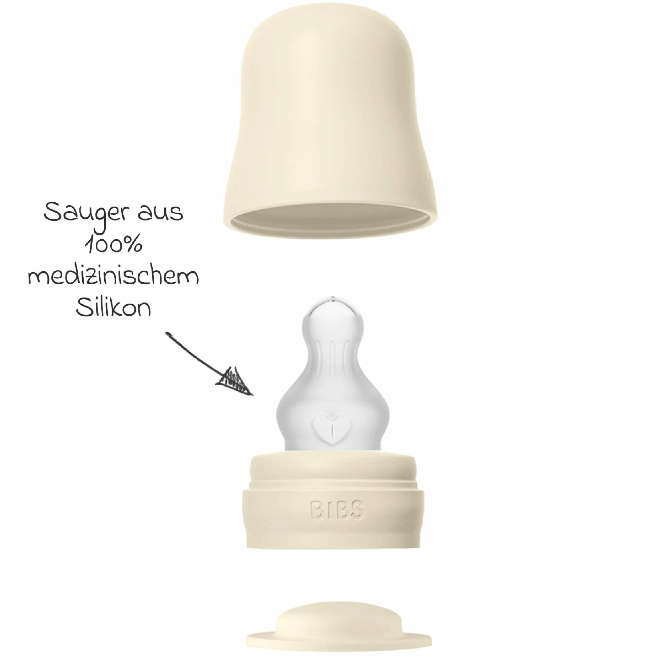 PP-Flasche Baby Bottle Round 270 ml + Silikon Trinksauger mittlerer Nahrungsfluss - Ivory