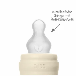 PP-Flasche Baby Bottle Round 270 ml + Silikon Trinksauger mittlerer Nahrungsfluss - Ivory