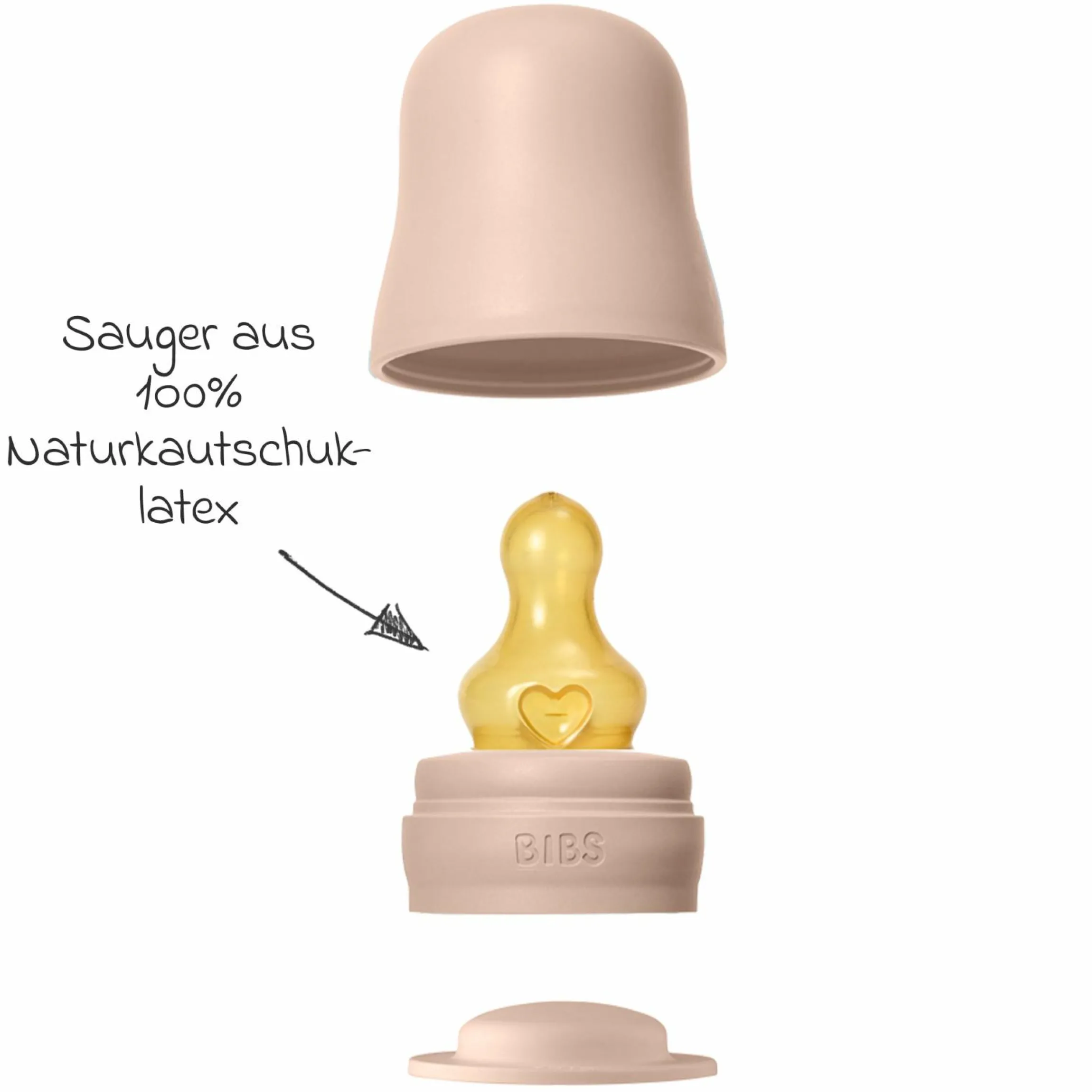 PP-Flasche Baby Bottle Round 150 ml + Latex Trinksauger langsamer Nahrungsfluss - Blush
