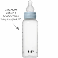PP-Flasche Baby Bottle Round 270 ml + Silikon Trinksauger mittlerer Nahrungsfluss - Baby Blue