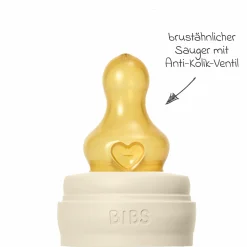 PP-Flasche Baby Bottle Round 270 ml + Latex Trinksauger mittlerer Nahrungsfluss - Ivory