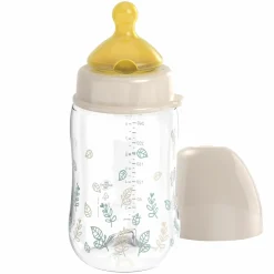 PP-Flasche Cherry Green 260 ml + Latex-Trinksauger mittlerer Nahrungsfluss - Beige