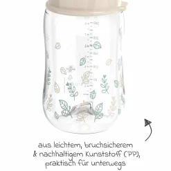 PP-Flasche Cherry Green 260 ml + Latex-Trinksauger mittlerer Nahrungsfluss - Beige