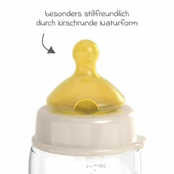 PP-Flasche Cherry Green 260 ml + Latex-Trinksauger mittlerer Nahrungsfluss - Beige