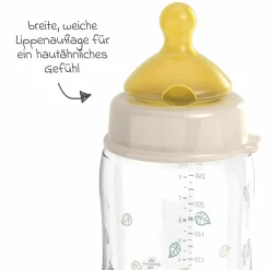 PP-Flasche Cherry Green 260 ml + Latex-Trinksauger mittlerer Nahrungsfluss - Beige