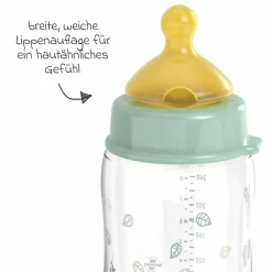 PP-Flasche Cherry Green 260 ml + Latex-Trinksauger mittlerer Nahrungsfluss - Grün