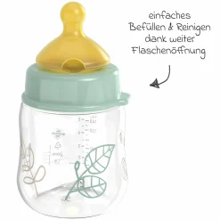 PP-Flasche Cherry Green 150 ml + Latex-Trinksauger langsamer Nahrungsfluss - Grün