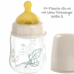 PP-Flasche Cherry Green 150 ml + Latex-Trinksauger langsamer Nahrungsfluss - Beige