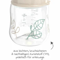 PP-Flasche Cherry Green 150 ml + Latex-Trinksauger langsamer Nahrungsfluss - Beige