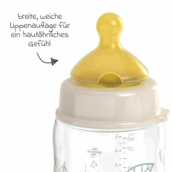 PP-Flasche Cherry Green 150 ml + Latex-Trinksauger langsamer Nahrungsfluss - Beige