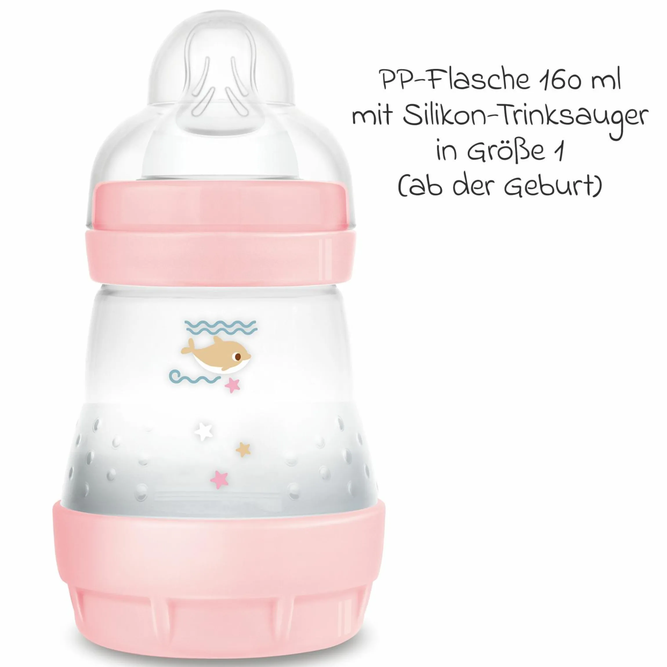PP-Flasche Easy Start Anti-Colic 160 ml - Delfin - Rosa
