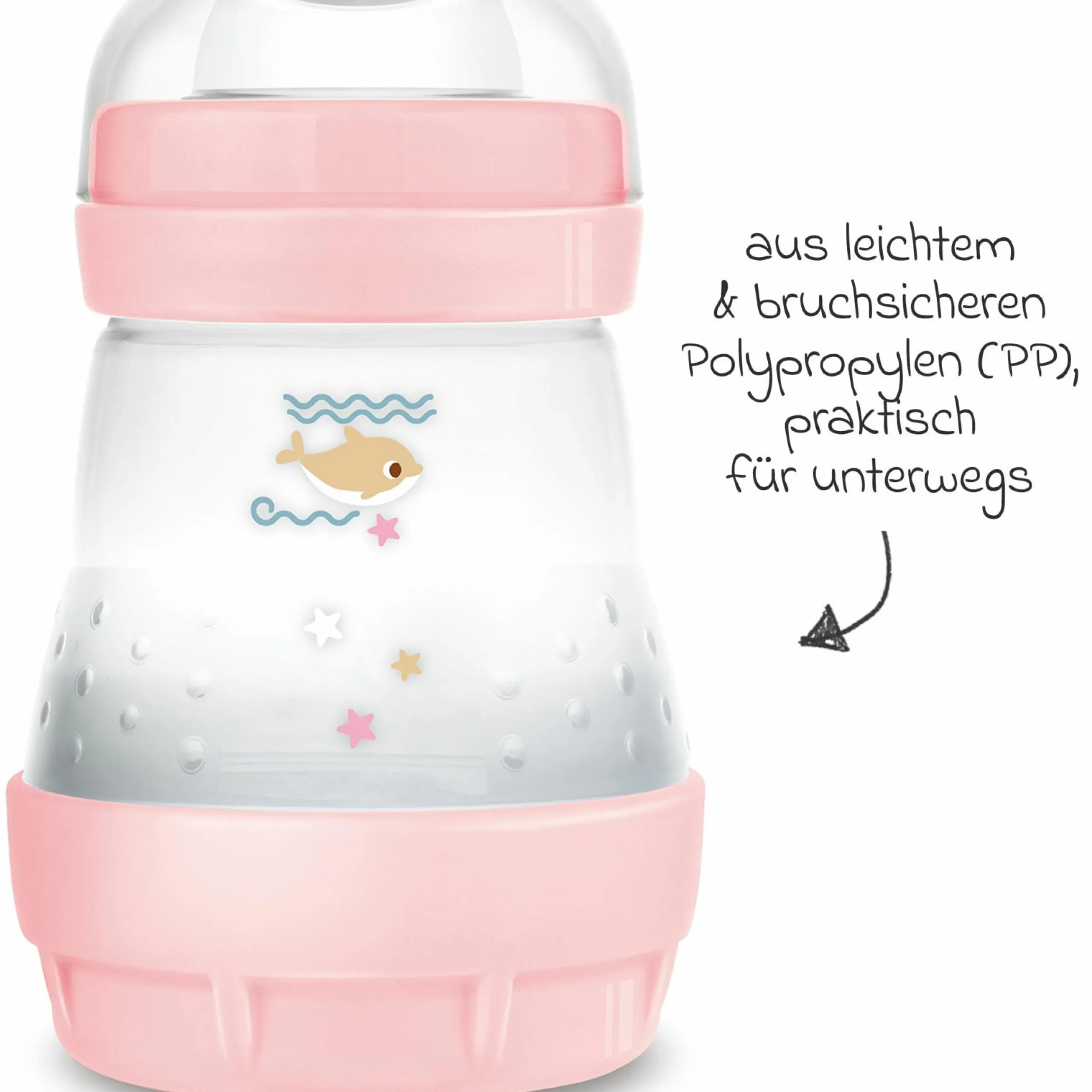 PP-Flasche Easy Start Anti-Colic 160 ml - Delfin - Rosa