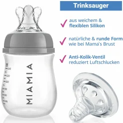 PP-Flasche 2er Pack 140 ml + Silikon-Trinksauger Gr.S - Grau