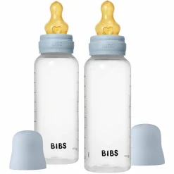 PP-Flasche 2er Pack Baby Bottle Round 270 ml + Latex-Trinksauger - Baby Blue