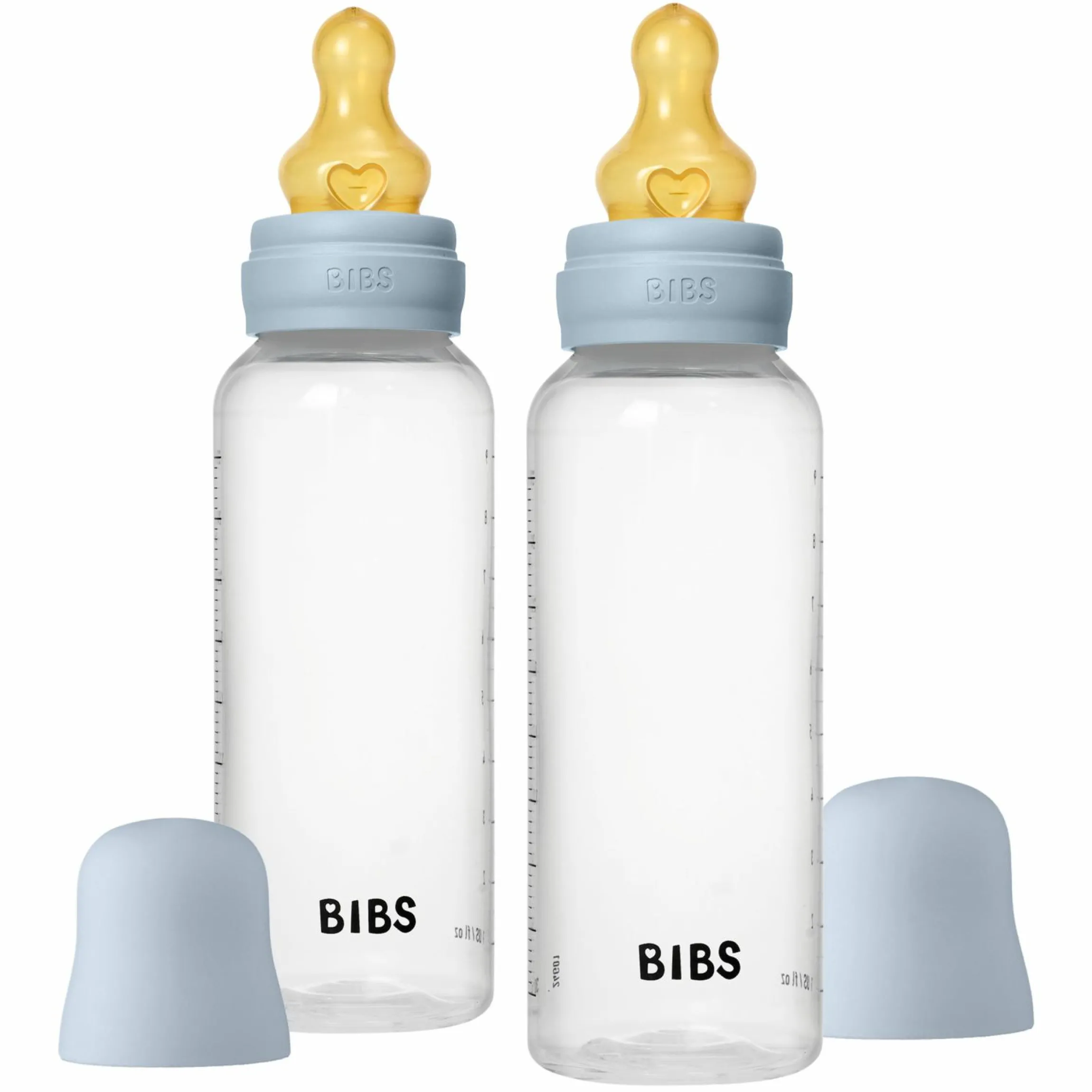 PP-Flasche 2er Pack Baby Bottle Round 270 ml + Latex-Trinksauger - Baby Blue