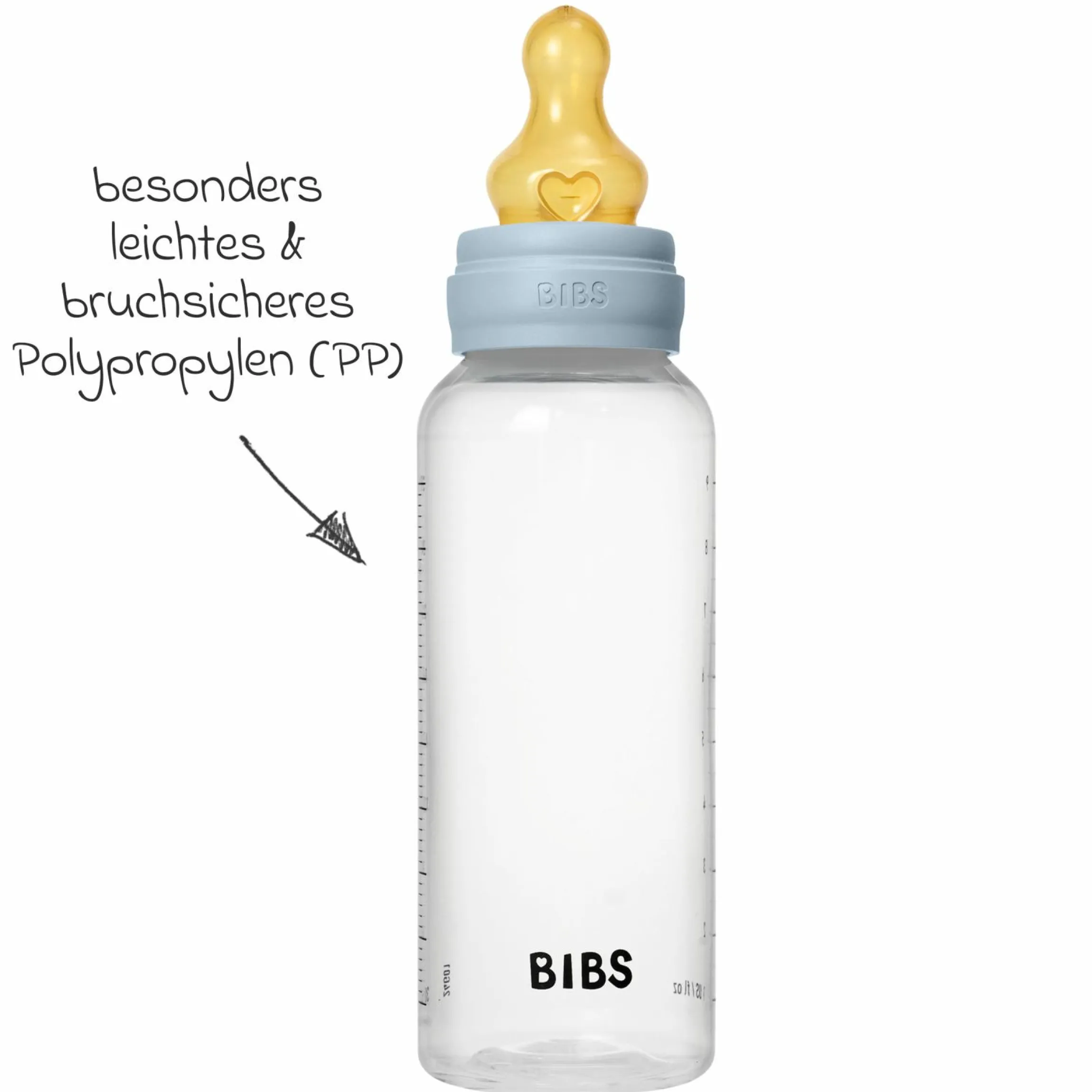 PP-Flasche 2er Pack Baby Bottle Round 270 ml + Latex-Trinksauger - Baby Blue