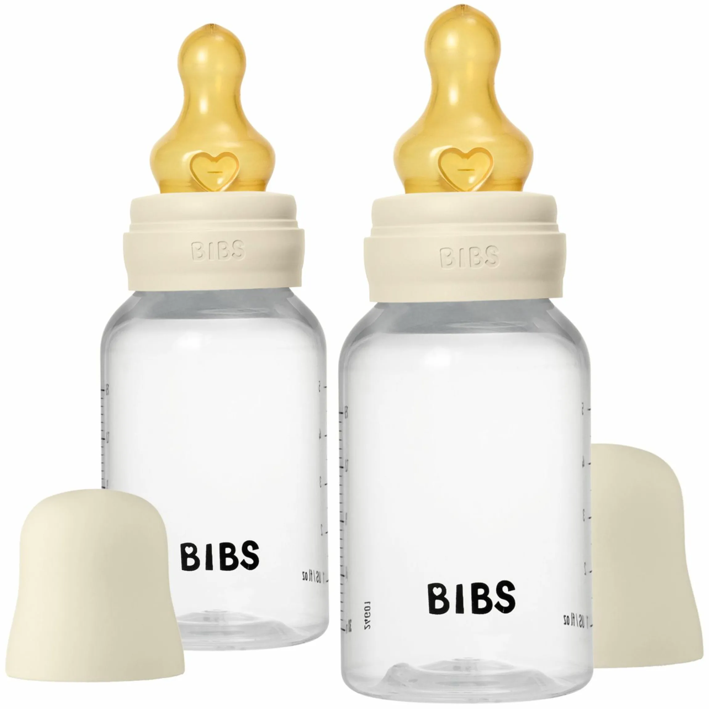 PP-Flasche 2er Pack Baby Bottle Round 150 ml + Latex-Trinksauger - Ivory