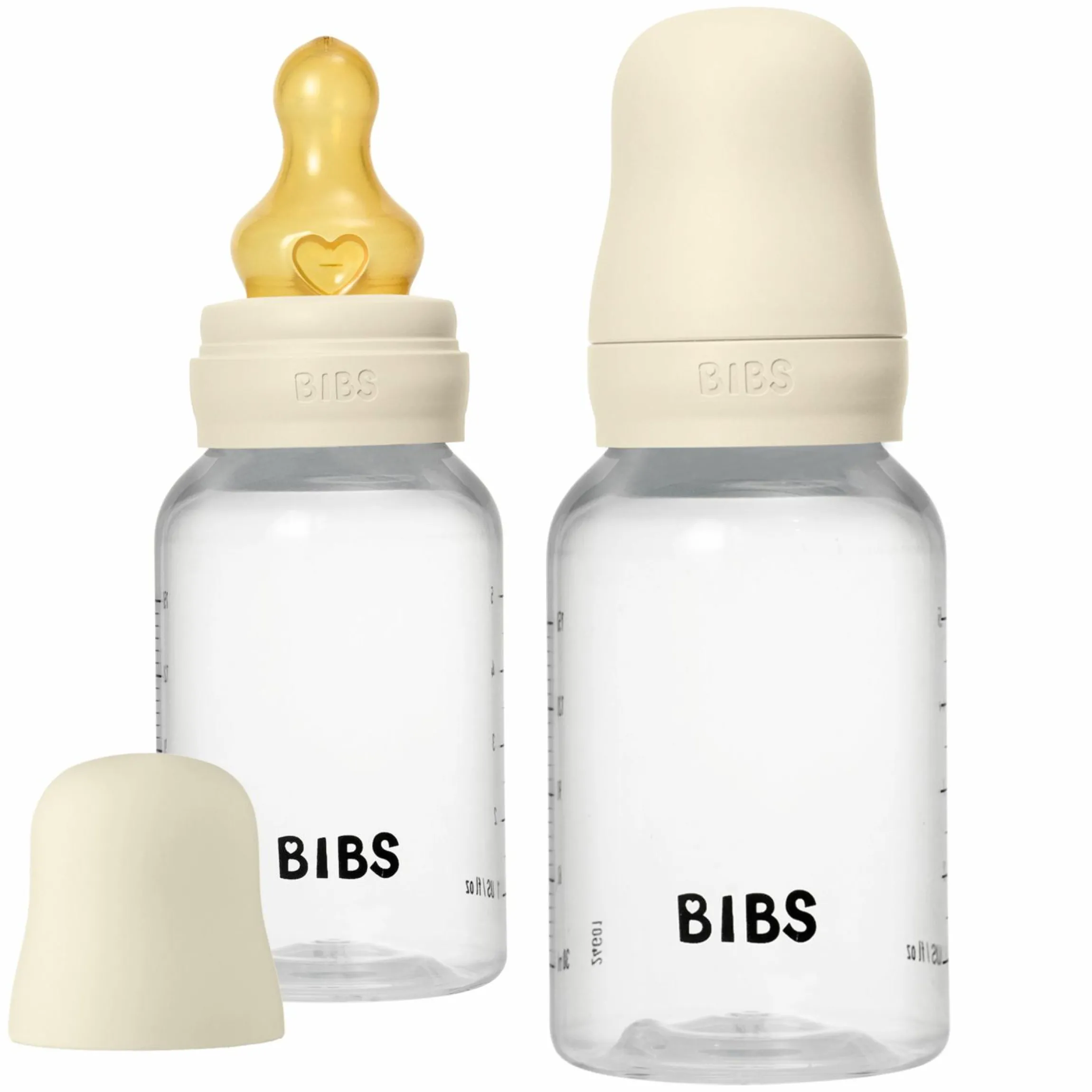 PP-Flasche 2er Pack Baby Bottle Round 150 ml + Latex-Trinksauger - Ivory