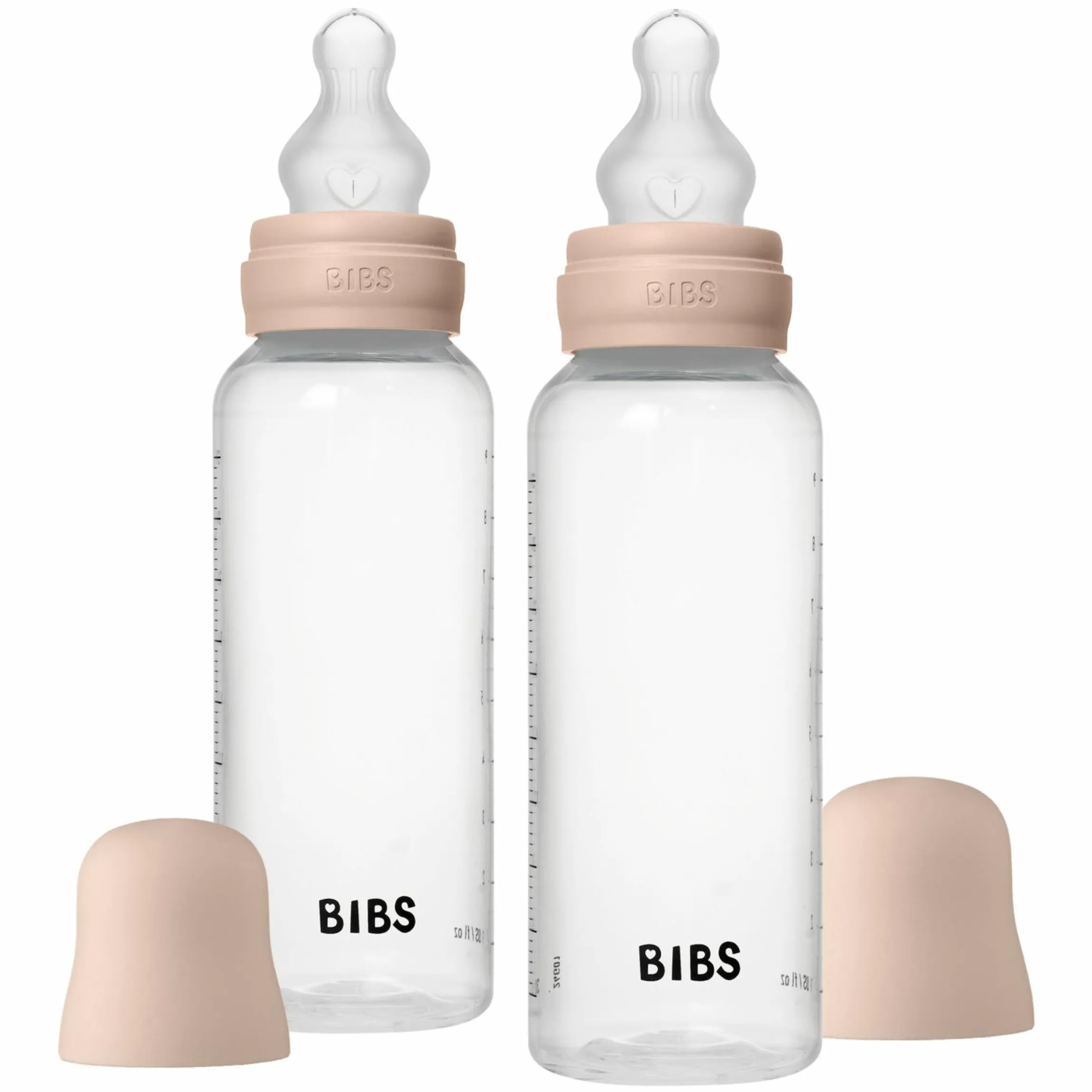 PP-Flasche 2er Pack Baby Bottle Round 270 ml + Silikon-Trinksauger - Blush