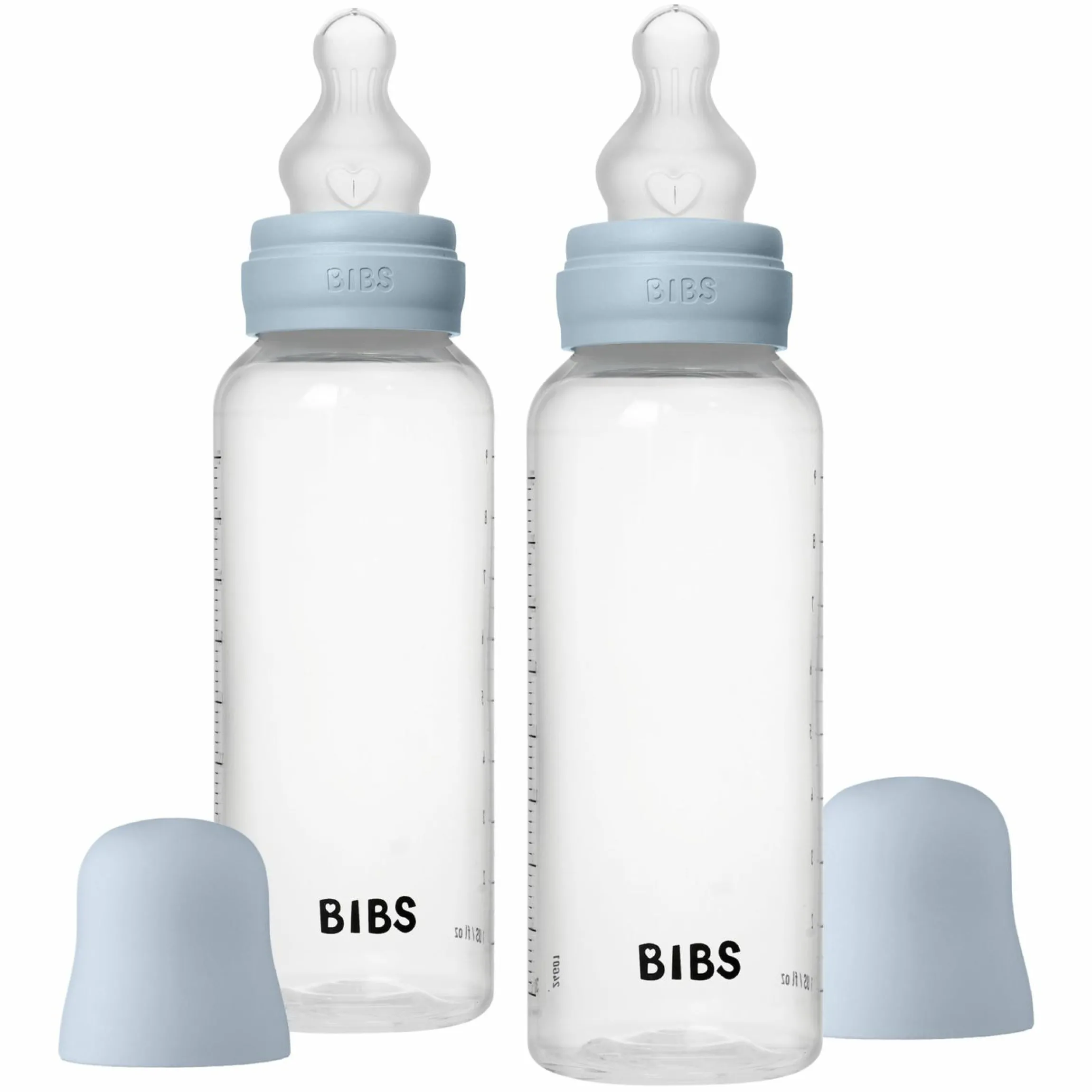 PP-Flasche 2er Pack Baby Bottle Round 270 ml + Silikon-Trinksauger - Baby Blue