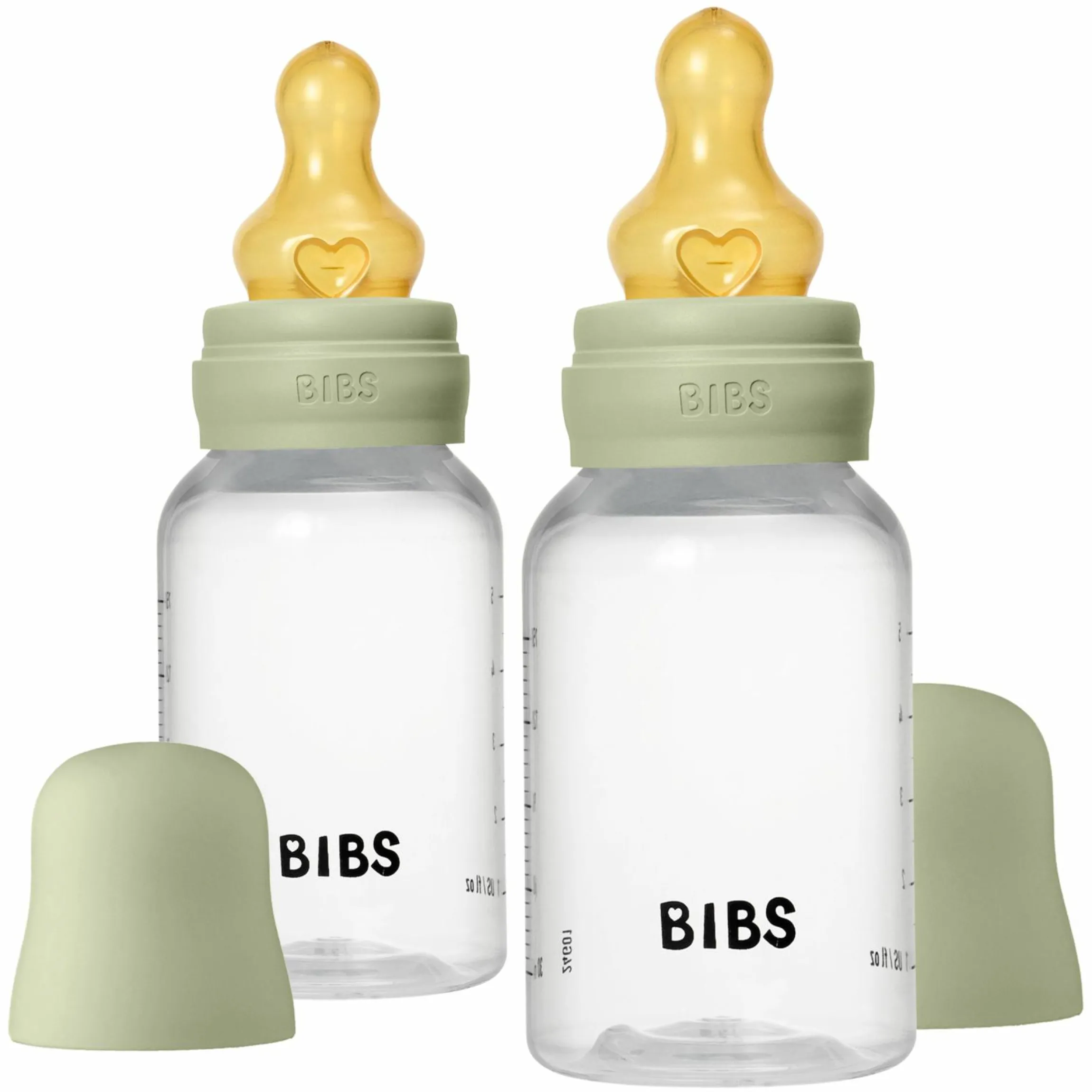 PP-Flasche 2er Pack Baby Bottle Round 150 ml + Latex-Trinksauger - Sage