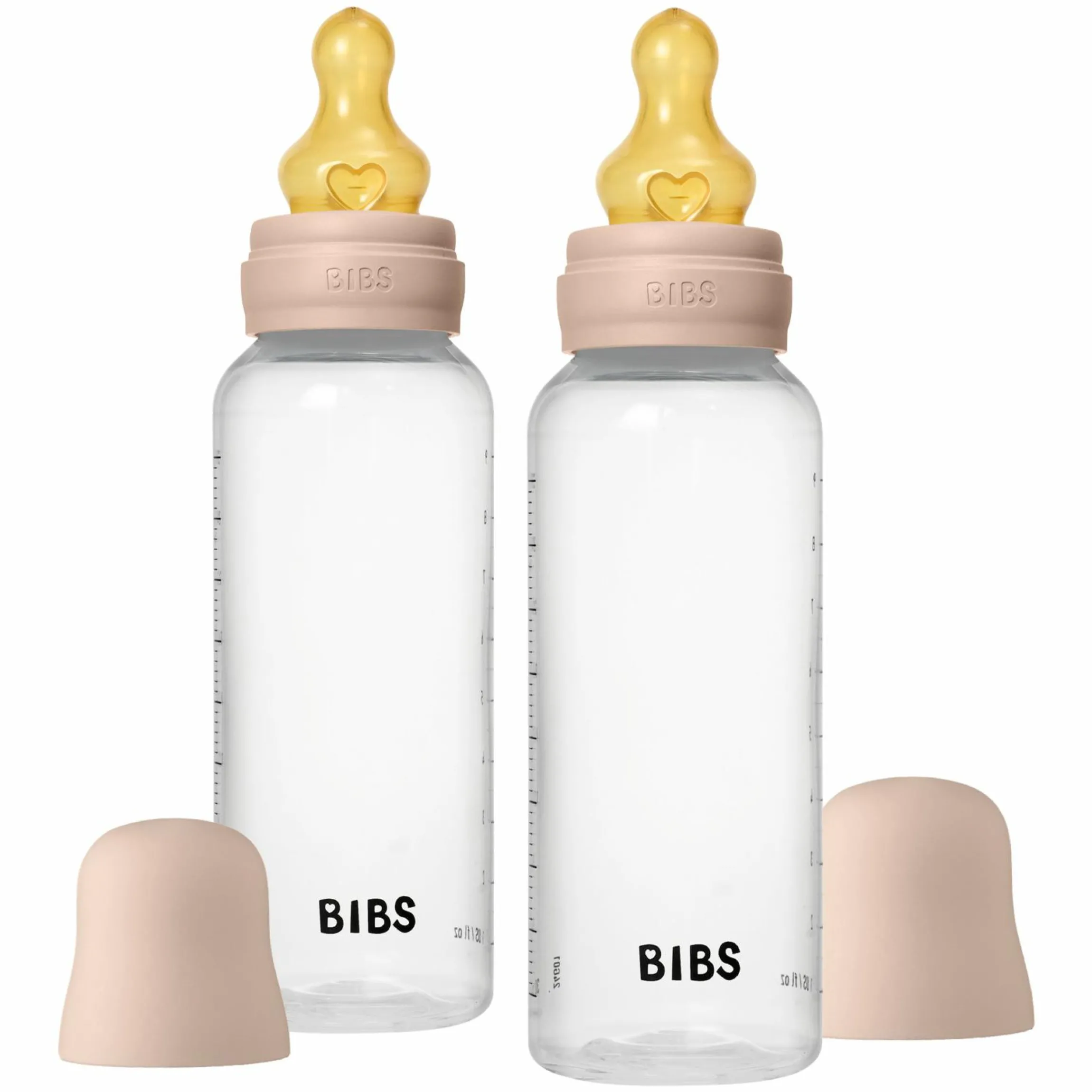 PP-Flasche 2er Pack Baby Bottle Round 270 ml + Latex-Trinksauger - Blush