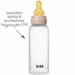 PP-Flasche 2er Pack Baby Bottle Round 270 ml + Latex-Trinksauger - Blush
