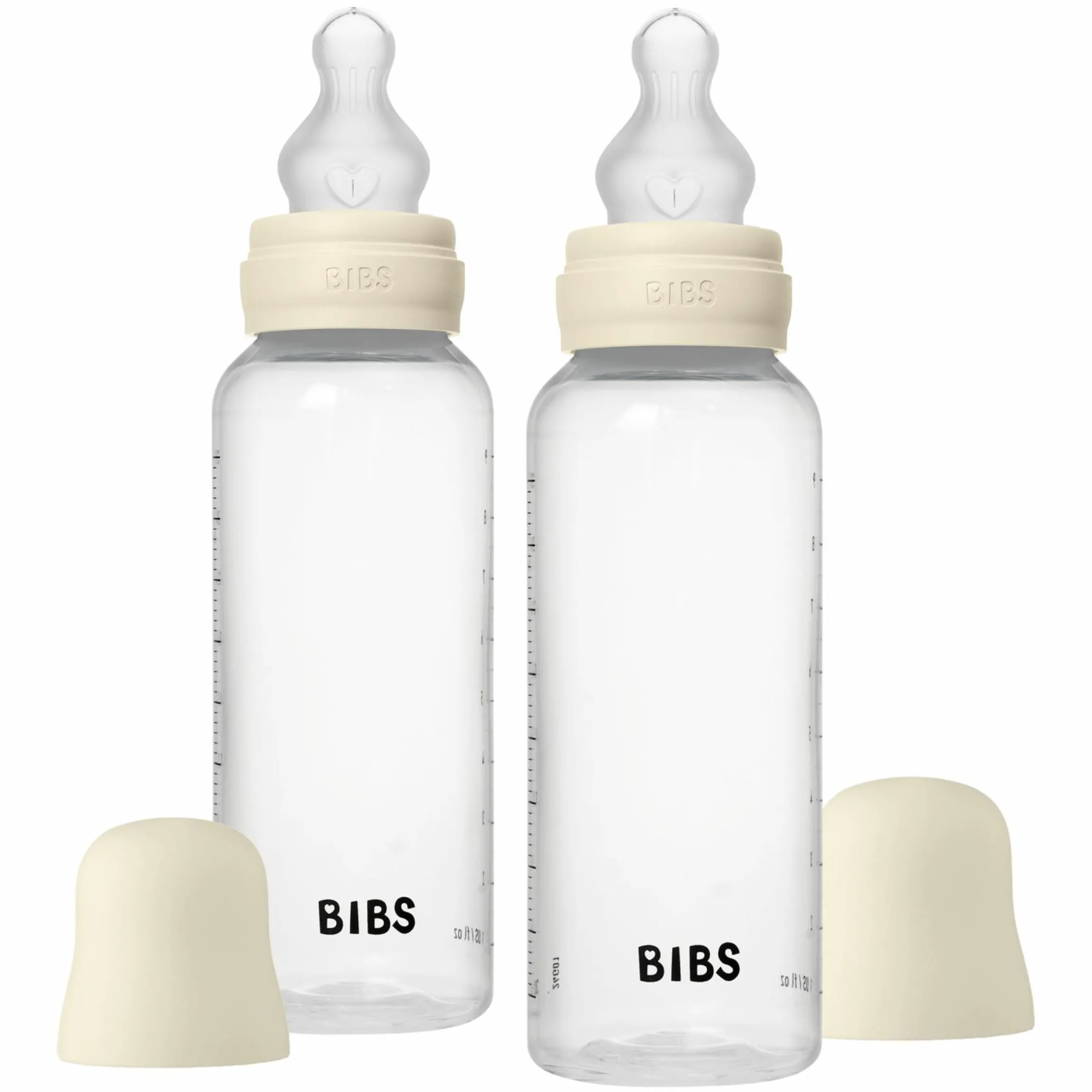 PP-Flasche 2er Pack Baby Bottle Round 270 ml + Silikon-Trinksauger - Ivory