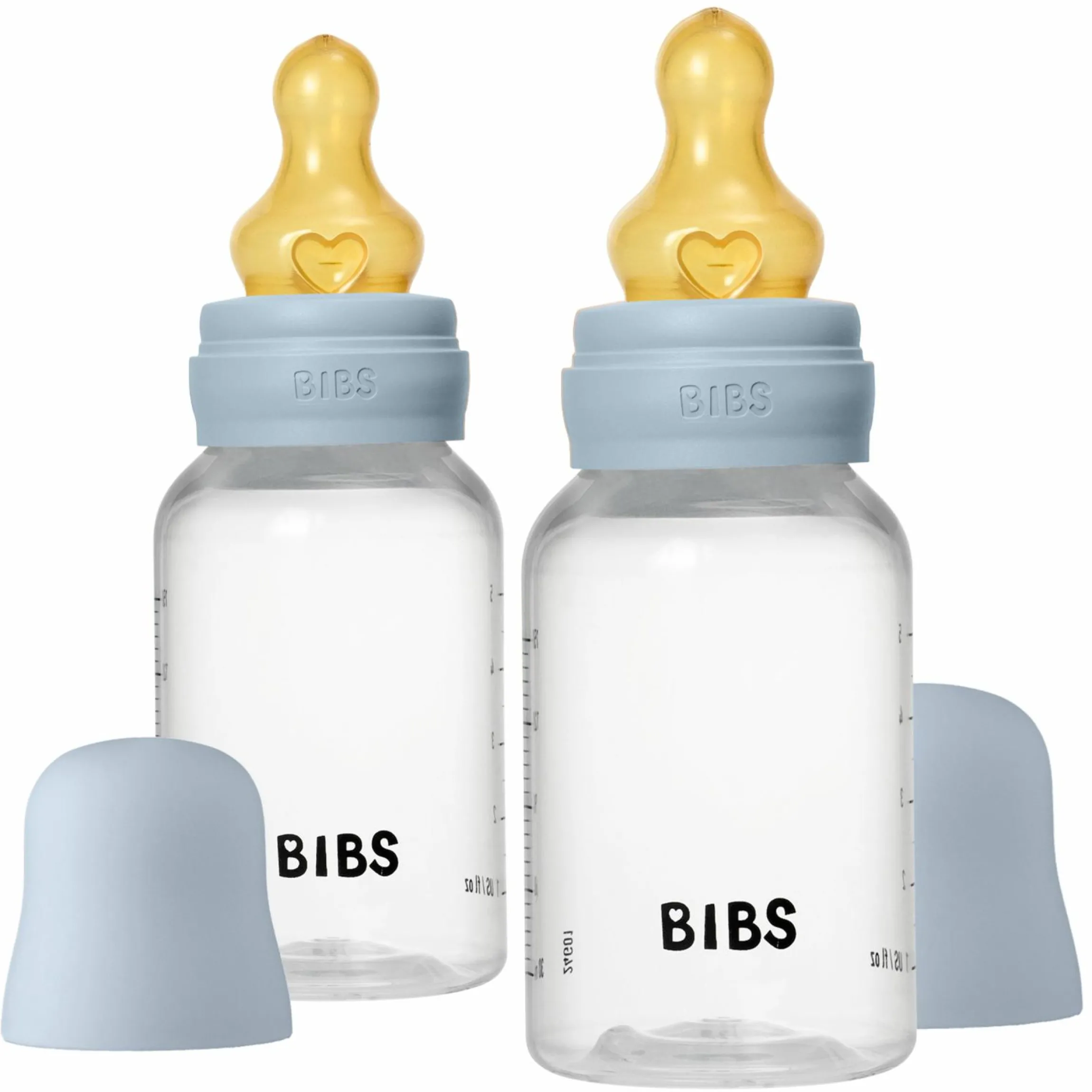 PP-Flasche 2er Pack Baby Bottle Round 150 ml + Latex-Trinksauger - Baby Blue