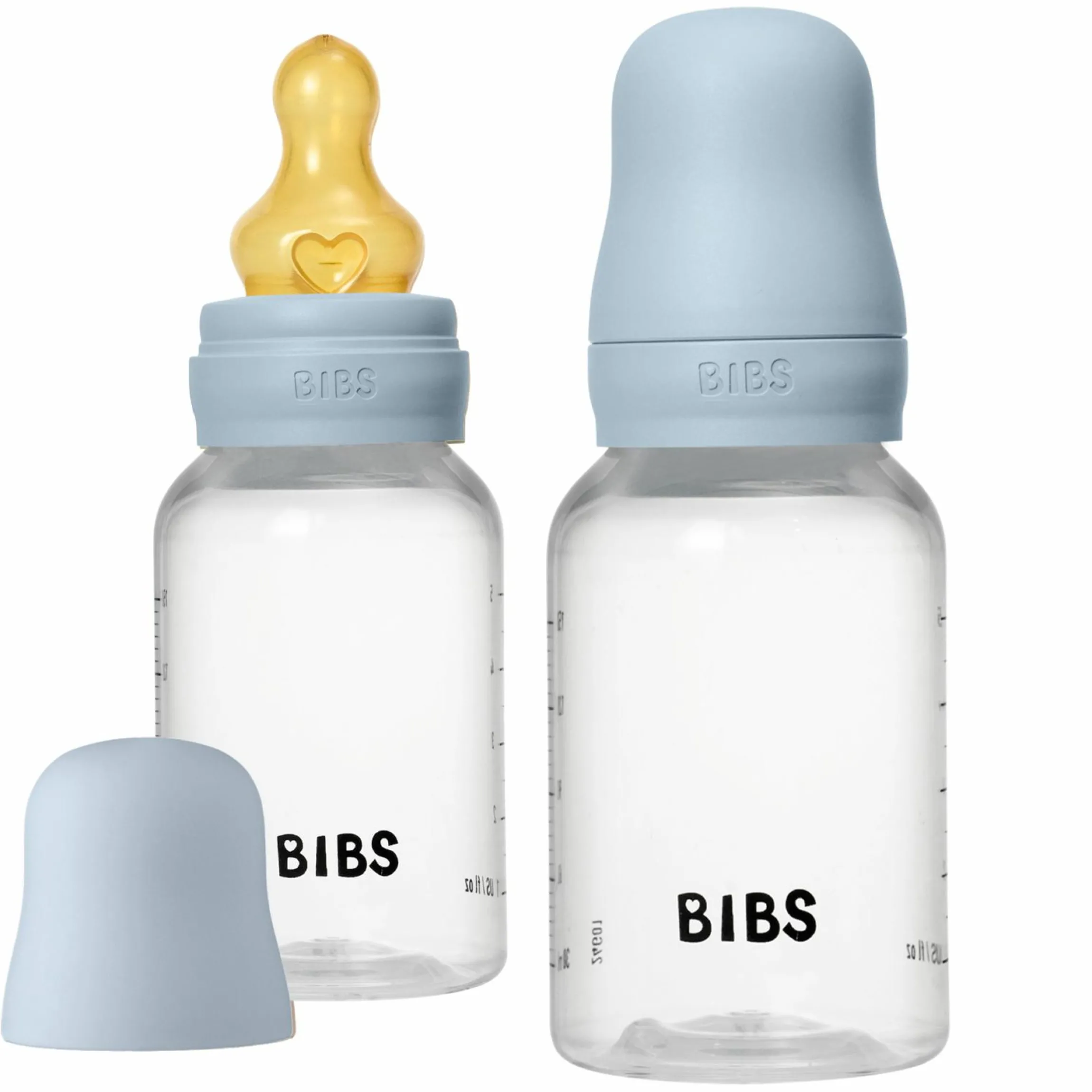 PP-Flasche 2er Pack Baby Bottle Round 150 ml + Latex-Trinksauger - Baby Blue