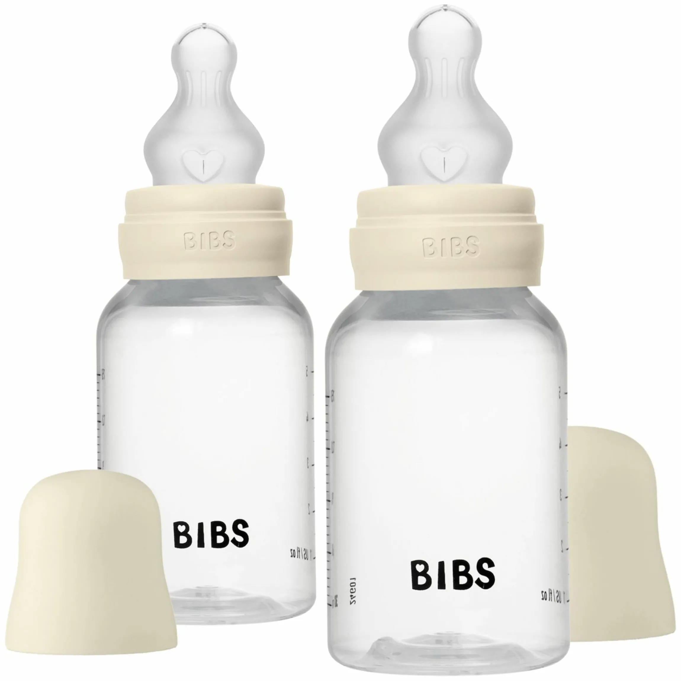 PP-Flasche 2er Pack Baby Bottle Round 150 ml + Silikon-Trinksauger - Ivory