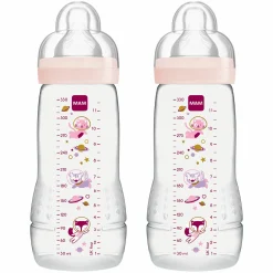PP-Flasche 2er Pack Easy Active Baby Bottle 330 ml - Silikon Gr. 2 - Weltall - Rosa