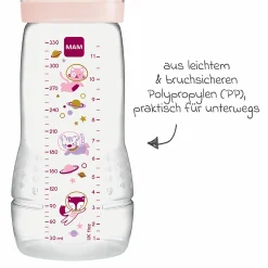 PP-Flasche 2er Pack Easy Active Baby Bottle 330 ml - Silikon Gr. 2 - Weltall - Rosa