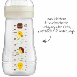 PP-Flasche 2er Pack Easy Active Baby Bottle 270 ml - Silikon Gr. 1 - Biene & Igel