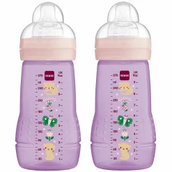PP-Flasche 2er Pack Easy Active Baby Bottle 270 ml - Silikon Gr. 1 - Katze & Schmetterling