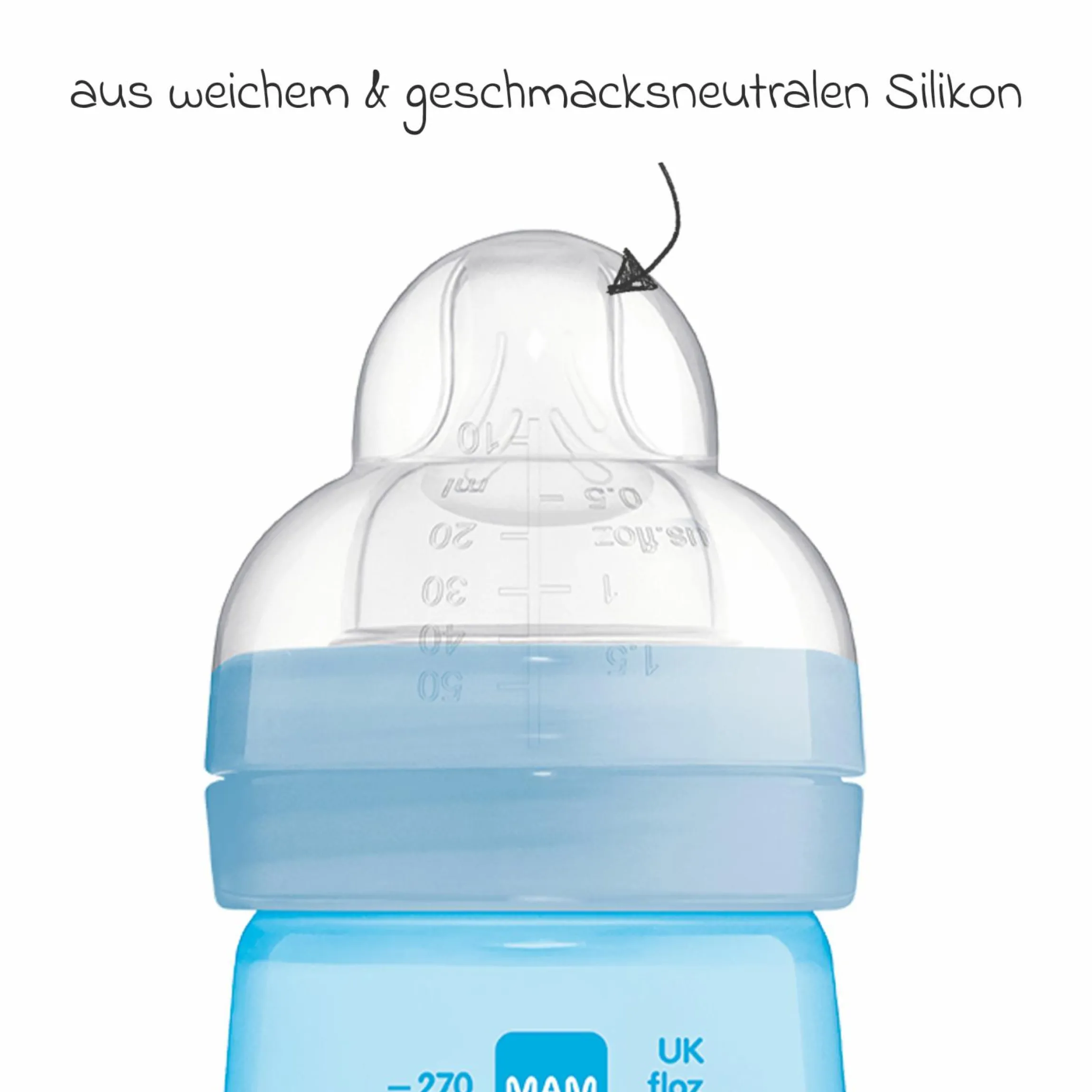 PP-Flasche 2er Pack Easy Active Baby Bottle 270 ml - Silikon Gr. 1 - Hase - Blau