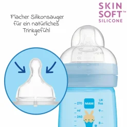 PP-Flasche 2er Pack Easy Active Baby Bottle 270 ml - Silikon Gr. 1 - Hase - Blau