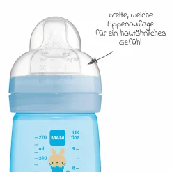 PP-Flasche 2er Pack Easy Active Baby Bottle 270 ml - Silikon Gr. 1 - Hase - Blau