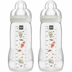 PP-Flasche 2er Pack Easy Active Baby Bottle 330 ml - Silikon Gr. 2 - Weltall - Grau