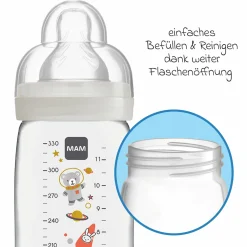 PP-Flasche 2er Pack Easy Active Baby Bottle 330 ml - Silikon Gr. 2 - Weltall - Grau