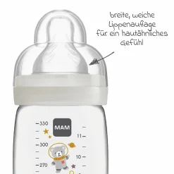 PP-Flasche 2er Pack Easy Active Baby Bottle 330 ml - Silikon Gr. 2 - Weltall - Grau