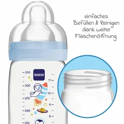 PP-Flasche 2er Pack Easy Active Baby Bottle 330 ml - Silikon Gr. 2 - Weltall - Blau